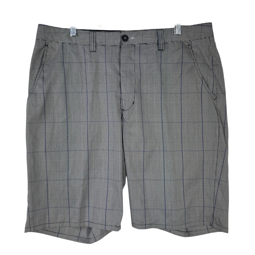 TravisMathew Golf Shorts Men's 36 Gray Check Plaid Performance Casual Flat Front
